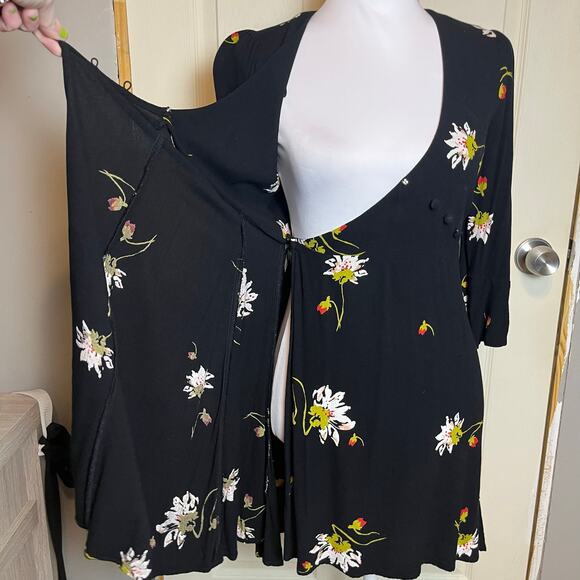 Free People Black Floral Mini Dress - Picture 6 of 8